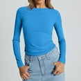 thumbnail image 2 of Ajhsaklt T Shirts for Women Round Neck Slim Bottom 2025 Basic Clothing Outdoor Wear Sports Top Long Sleeve Shirts for Women Blue2, 2 of 6