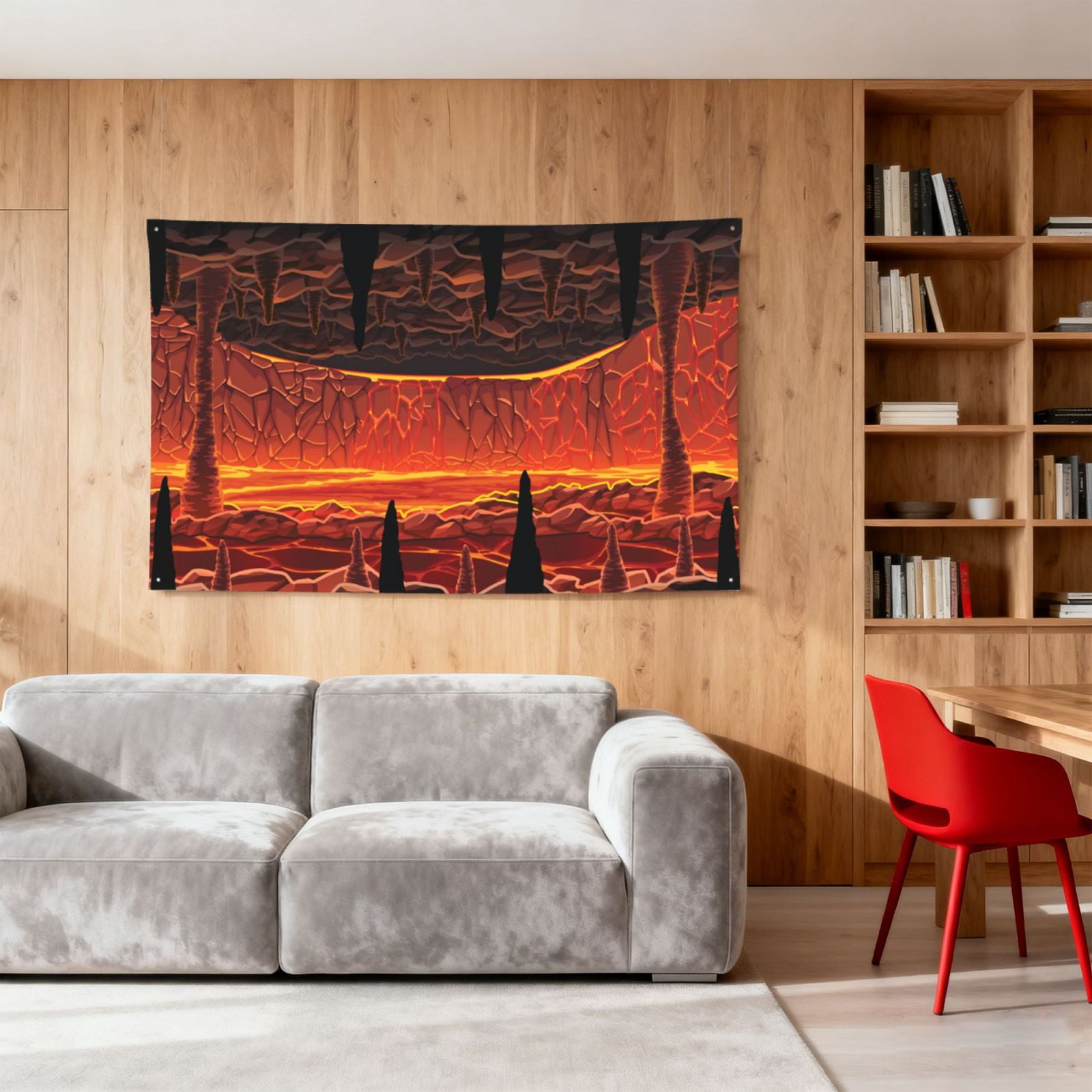 Hot Cave With Lava Four Hole Decorated Banner Flag for Garden Yard Home Decoration Indoor Outdoor 4x6 Ft