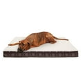 thumbnail image 2 of FurHaven Pet Dog Bed | Deluxe Memory Foam Faux Sheepskin & Flannel Paw Decor Print Mattress Pet Bed for Dogs & Cats, Dark Espresso, Jumbo, 2 of 7