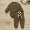 thumbnail image 5 of AherBiu Newborn Baby Clothes 2 Piece Outfits Long Sleeve Rompers Overalls with Pants Unisex Infant Sets, 5 of 6