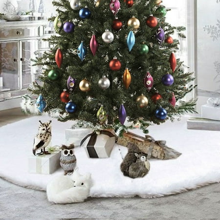 Fairy Tree Skirt - White Snowflake Christmas Tree Skirt Base Floor Mat Cover Decor Long Plush 31