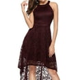 thumbnail image 2 of Dressystar Women Halter Hi-Lo Floral Lace Cocktail Dress Female Knee-Length Bridesmaid Dress, 2 of 9