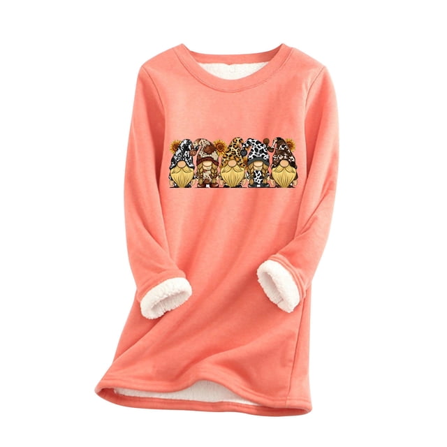 HKEJIAOI Femmes Tuniques Col Rond Graphique Mi-Poids Long Sleeve Chemise