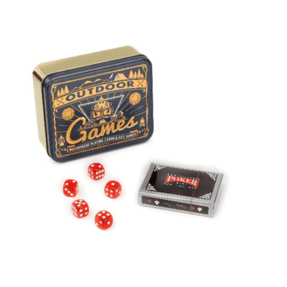 Berkshire Vintage Outdoor Games Tin Poker Set, Cards and Dice