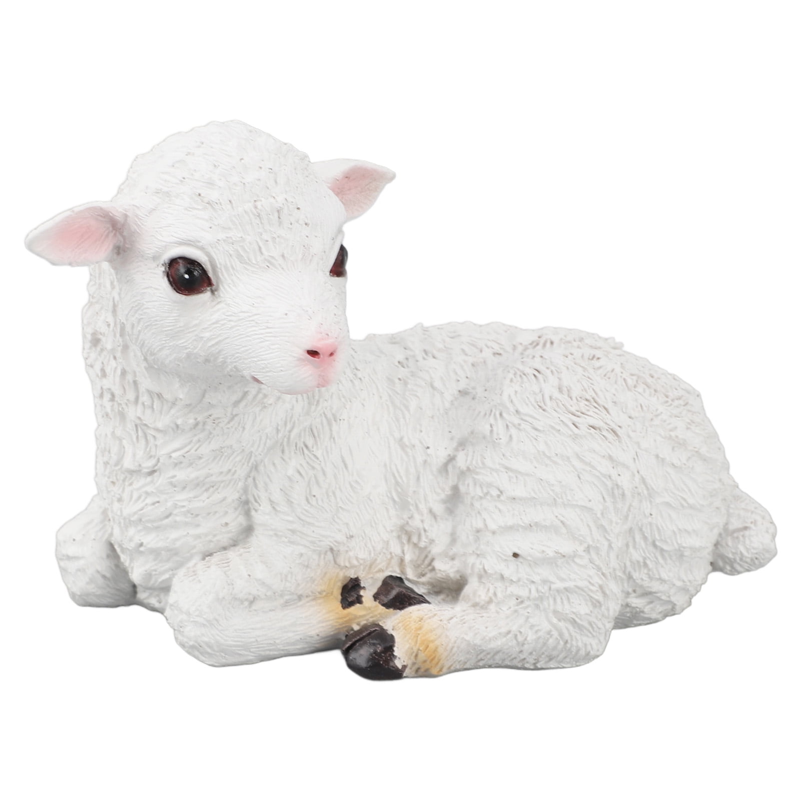 Sheep Statue Hand Made Lifelike Lamb Shape Figurine Resin Garden Sculpture for Indoor Outdoor Decoration Lying