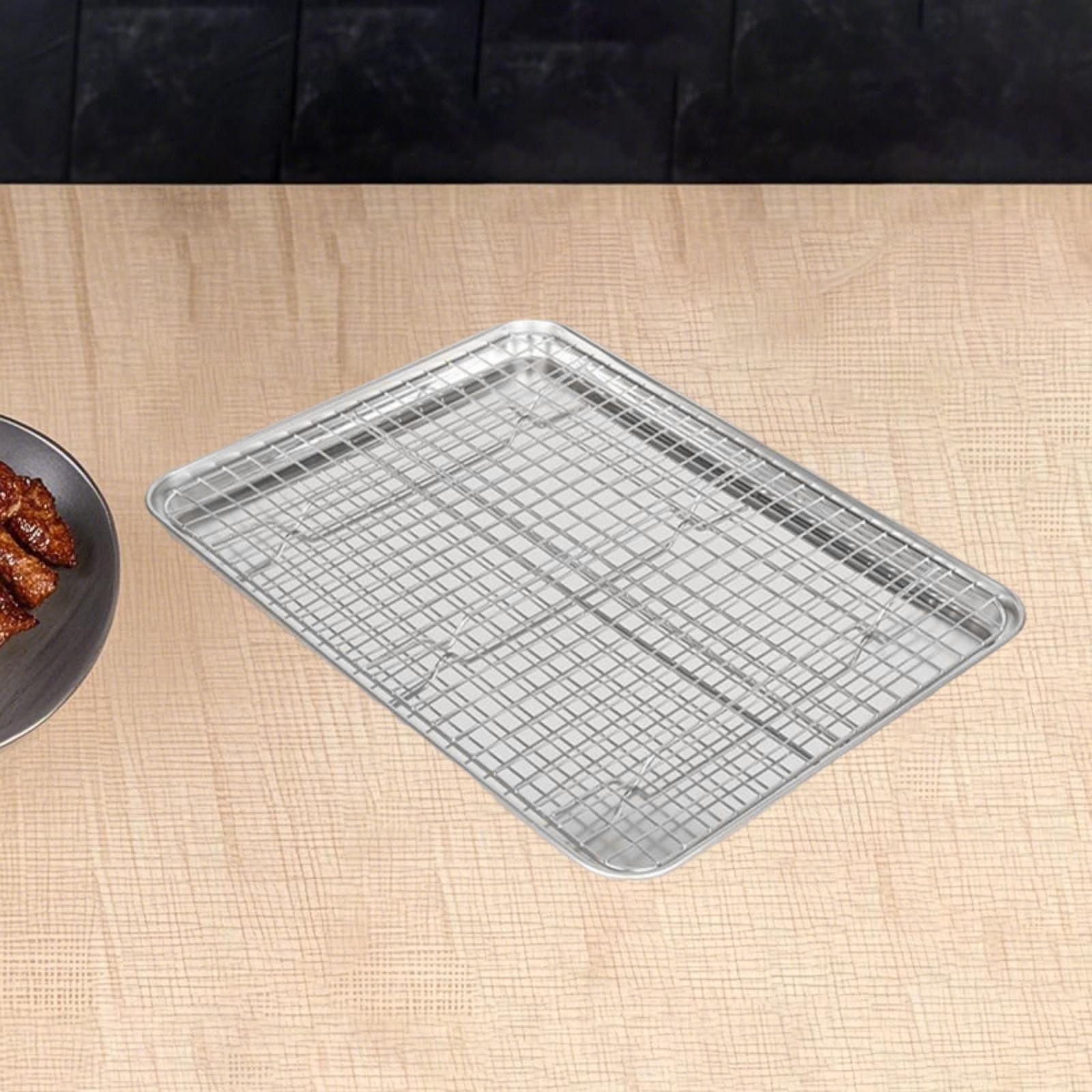 TISHITA Baking Sheet with Rack Baking Pan for Family Gatherings Barbecue Restaurants 40.5cmx30.5cmx2.5cm
