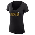 thumbnail image 2 of Women's G-III 4Her by Carl Banks Black Green Bay Packers Dot Print V-Neck Fitted T-Shirt, 2 of 3