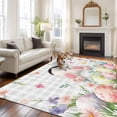 thumbnail image 3 of Easter Area Rug 8x10 Washable Rug Non Slip Spring Rabbit Feet Eggs Botanical Floral Grey Plaid Large Area Rug Soft Stainresistant Indoor Floor Carpet for Living Room Bedroom Home Office Dining Room, 3 of 8