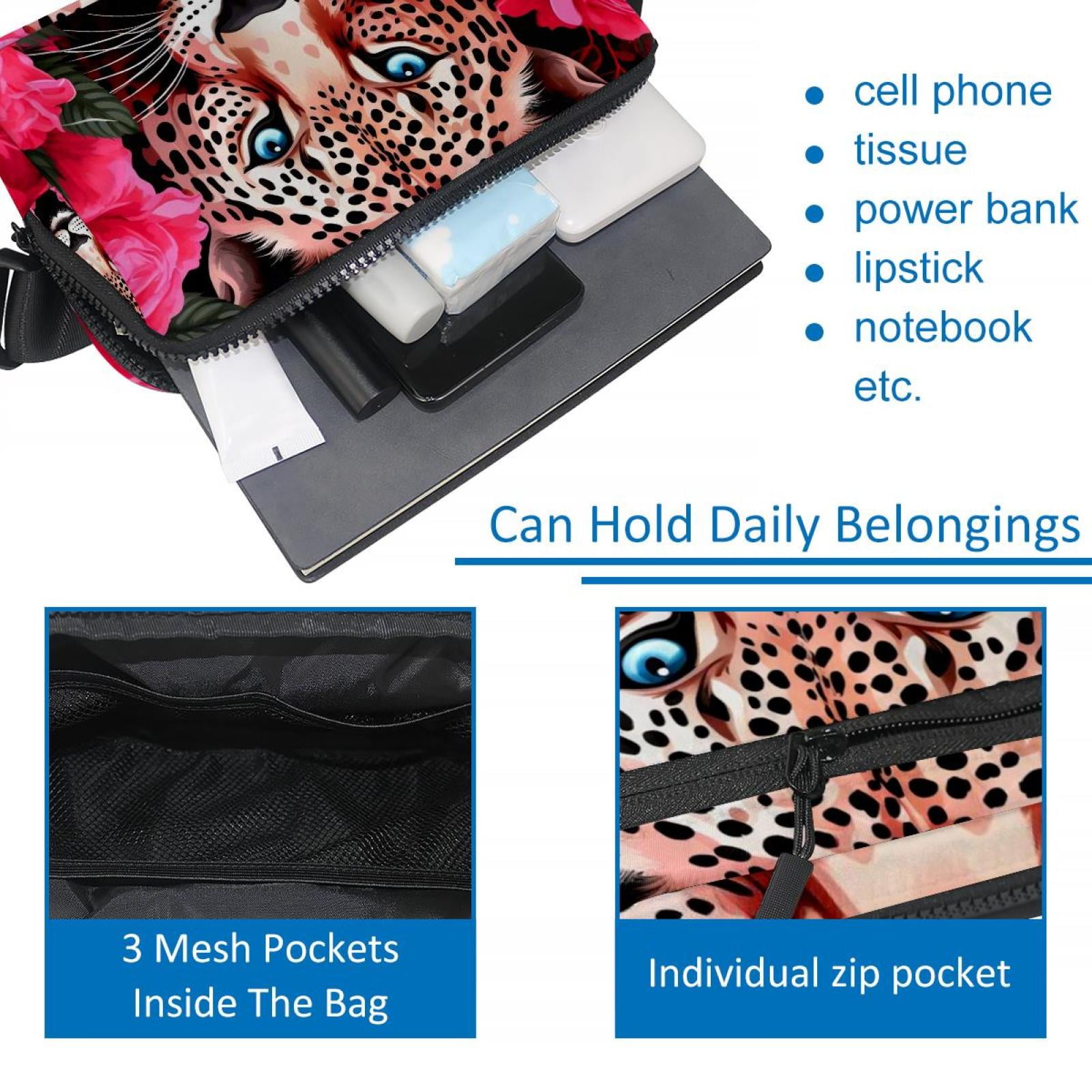 Rose Leopard Running Belt Fanny Pack Belt Bag with Extension Strap Lightweight Adjustable Unisex