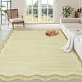 thumbnail image 4 of FairOnly Beige Brown 9'x12'Modern Minimalist Ruffle Edge Washable Area Rug Ultra Thin Low Pile Non-Slip Floor Rug for Bedroom Living Room Kitchen Decor, 4 of 7