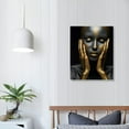 thumbnail image 3 of Nawypu  Black Gold African American Woman Canvas Wall Art,Set Golden Print Picture Mural Artwork, Modern Framed Poster Girl Bedroom Living Room Home Decoration Ready to Hang, 3 of 4