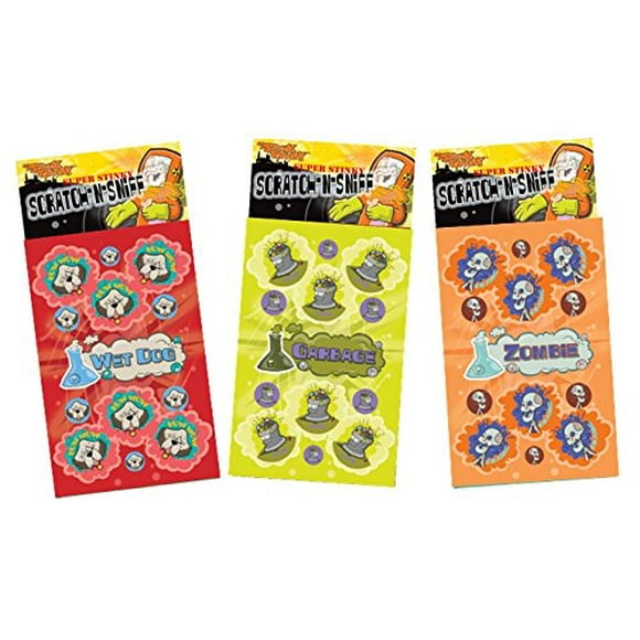 Dr. Stinky'S Scratch N Sniff Stickers 3-Pack- Zombie, Chien Mouillé, Poubelle 81 Stickers
