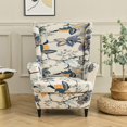 thumbnail image 1 of Wing Back Chair Covers with Arms Piece Slipcovers for Armchair Washable Stretch Print Pattern Wingback Chair Cover Furniture Protector Geometry, 1 of 7