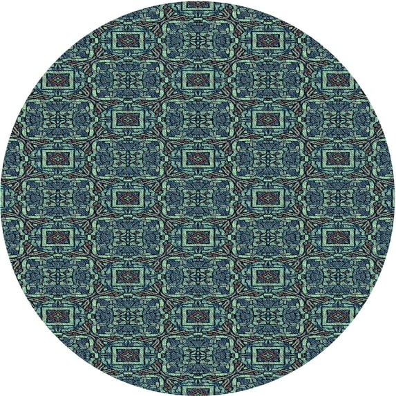 Ahgly Company Machine Washable Indoor Round Transitional Dark SlateGray or Dark SlateGrey Green Area Rugs, 4' Round