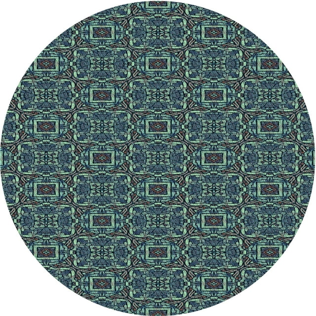 Ahgly Tapis Rond Lavable en Machine Intérieur Transitionnel Gris Ardoise Foncé Ou Vert Ardoise Foncé, 8 Pieds Rond