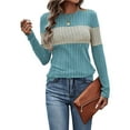 thumbnail image 3 of Blusas de Larga con Bloques de Color para Mujer, Conjuntos de Otoño, Suéteres de Invierno y Moda de Principios de Otoño. Azul L, 3 of 9