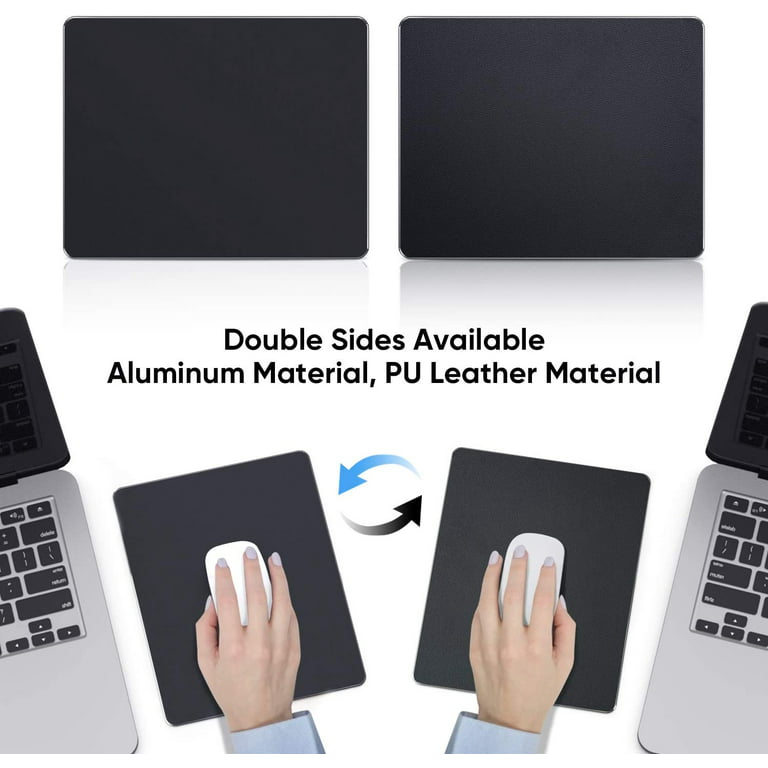 Hard Black Metal Aluminum Mouse Pad Mat Smooth Magic Ultra Thin Double Side Mouse  Mat Waterproof Fast and Accurate Control for Gaming and Office(Medium  9.45X7.87 Inch) 