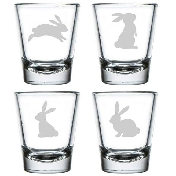 Set of 4 Shot Glasses 1.75oz Shot Glass Gift Bunny Rabbit Collection
