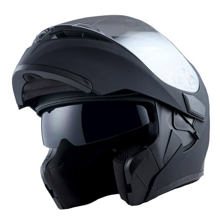 1Storm Motorcycle Street Bike Modular Flip up Dual Visor Full Face Helmet Matt Black (Best Motorcycle Backpack With Helmet Holder)
