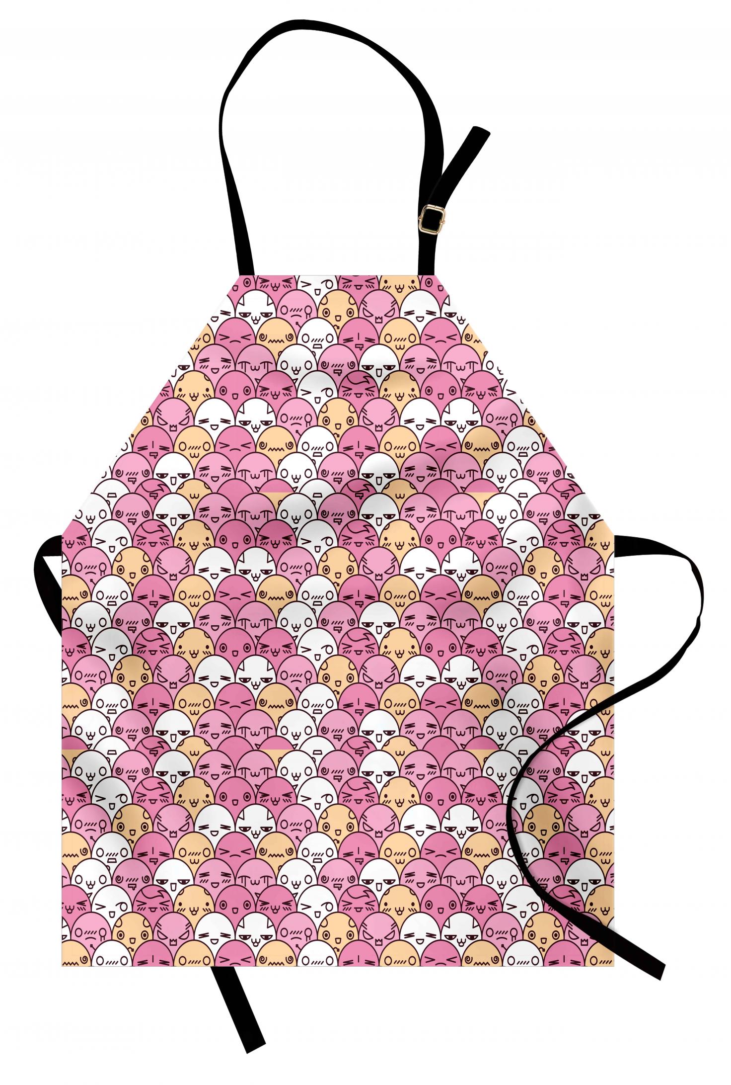 Anime Apron Pattern with Funny Kawaii Faces Showing Various Different