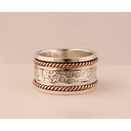 SS DESIGNS Fidget Spinner Ring Handmade 925 Silver Band | Smooth Spinning Anxiety Relief Jewelry for Stress & Meditation