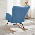 thumbnail image 2 of SAYGOGO Teddy Fabric Glider Rocking Chair, Tufted Upholstered, Metal Frame, Blue, 2 of 6