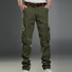 thumbnail image 1 of Pantalones largos para hombre, pantalones de algodón, color liso, multibolsillos, rectos, vaqueros, para hombre, 1 of 9
