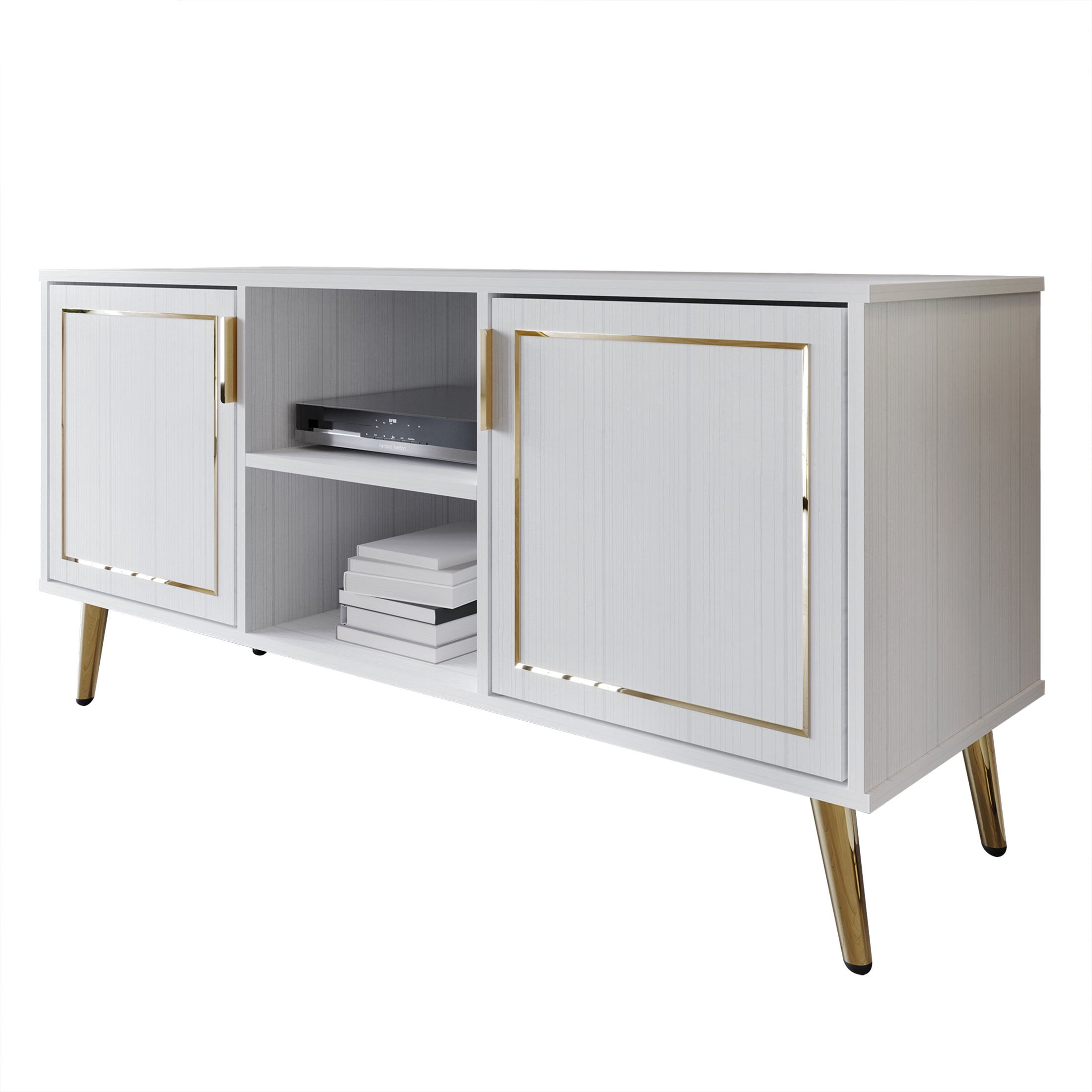 Castle Place Glam 47" TV Stand Console for TVs up to 55", White