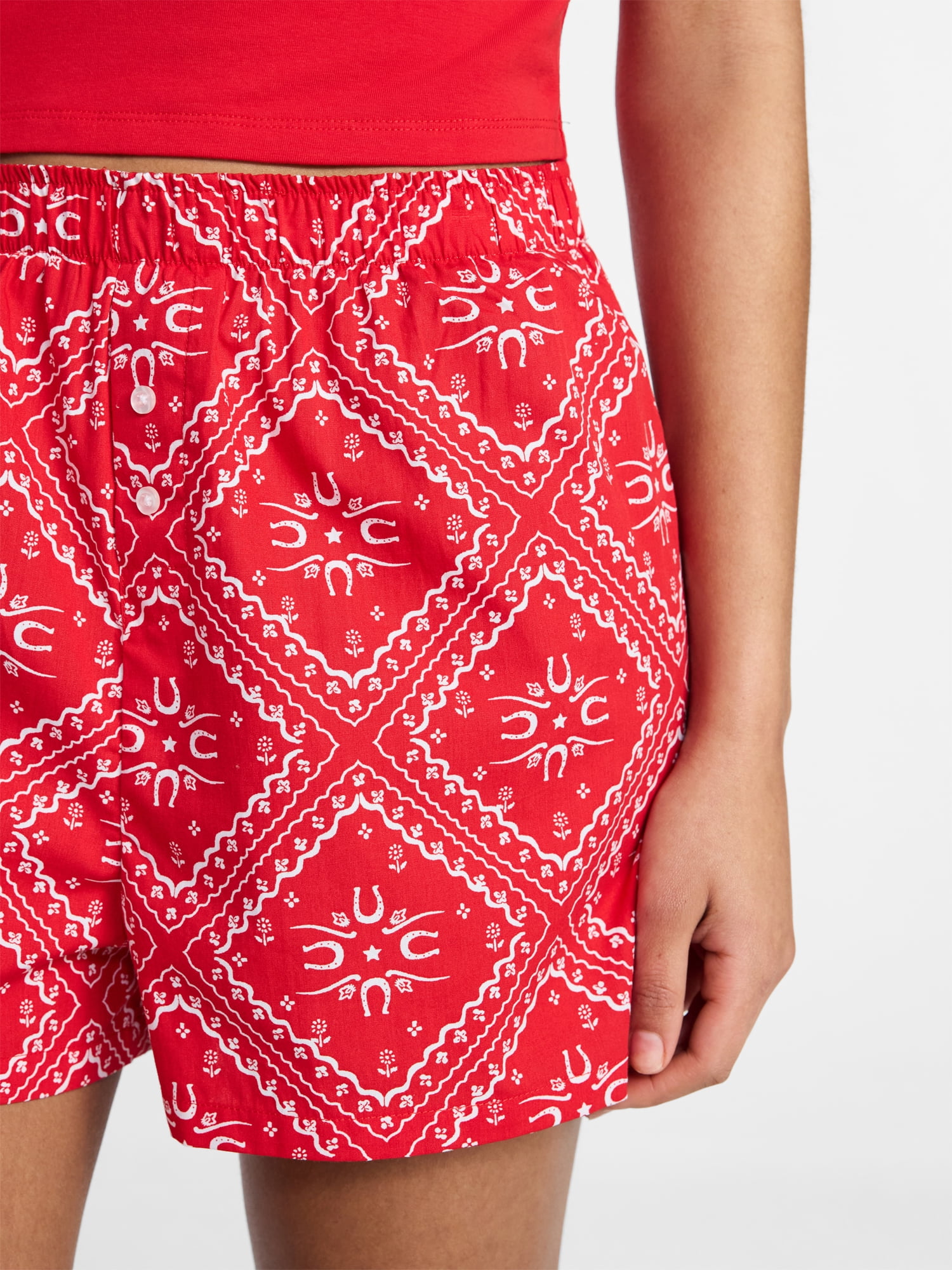 No Boundaries Cotton Boxer Sleep Shorts, 3" Inseam, Women's XS-XXL