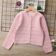 thumbnail image 2 of IVEYRTF Kids Knitted Cardigan Long Sleeve Sweater Warm Outerwear for Children Boys Girls Cozy Soft Comfortable Fall Winter Casual Everyday Wear Playground Holiday(Pink,11 Years), 2 of 9