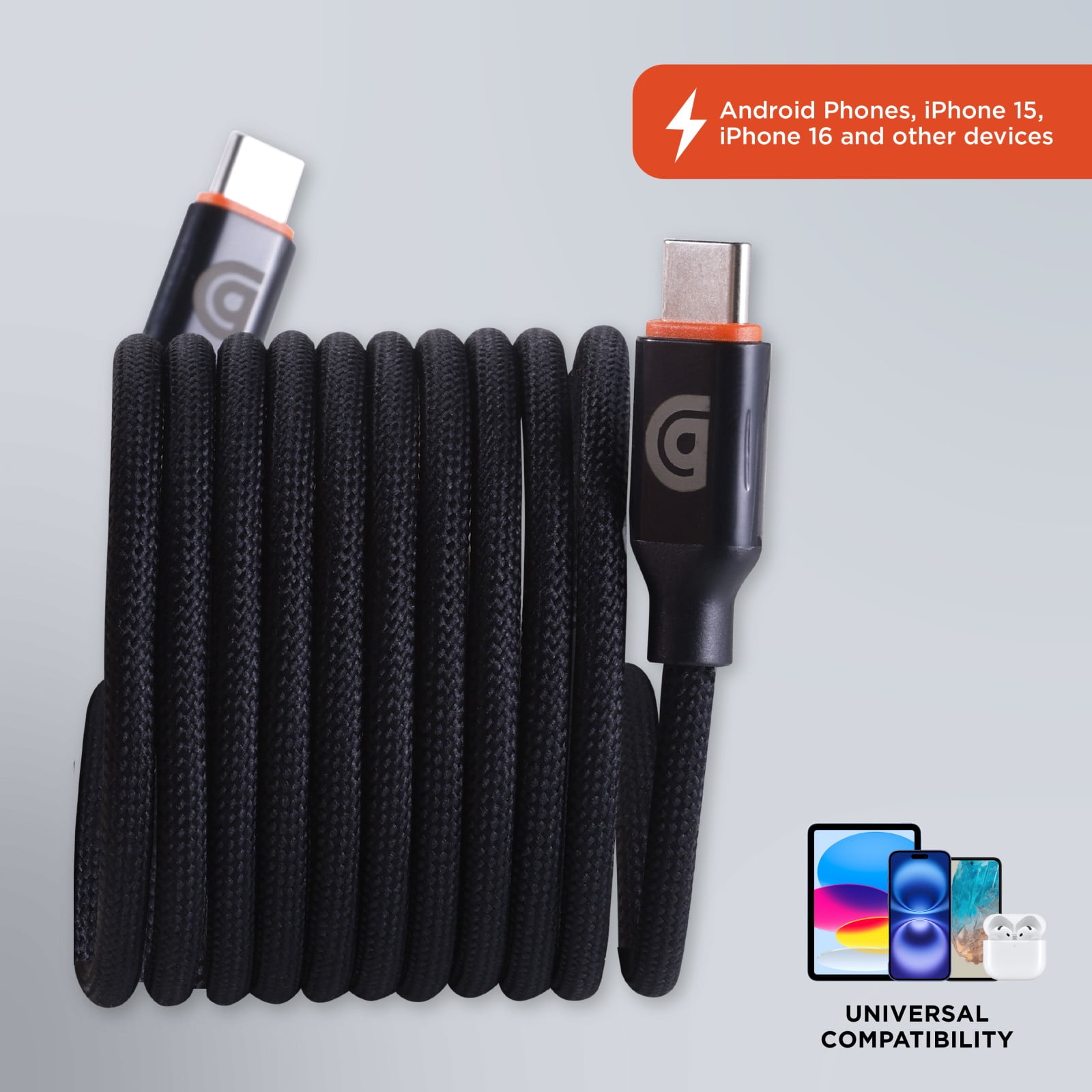 Griffin 10FT High-Powered USB-C to USB-C Charge & Sync Cable - Fast Charging for Laptops, Tablets, Phones, USB-C Cable, Durable Braided Cable, Universal Compatibility, 240W Power Delivery