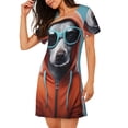 thumbnail image 2 of Pofeuu Cool Dog In Hoodie Print Women's Loose Fit Short Sleeve Nightgown, Comfortable Sleep Dress for Women, Casual Lounge Sleepwear, Soft Cotton Sleep Dress, 2 of 6