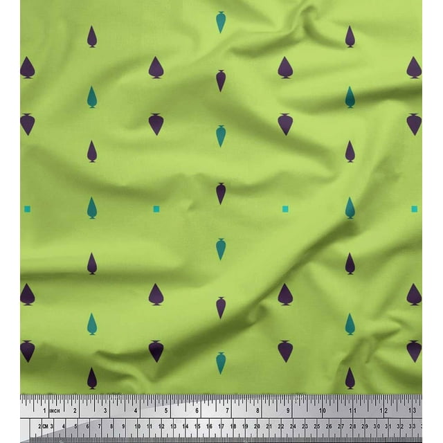 Soimoi Green Poly Georgette Fabric Butidar Jamdani Print Sewing Fabric Yard 52 Inch Wide