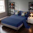 thumbnail image 5 of Manfei Sport Queen Bedding, Eat Sleep Football Print Bedding Comforter Set Queen, Navy Orange Cyan, Navy Reversible 7 Pieces, 5 of 6