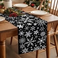 thumbnail image 5 of Snowflake Black Cotton Linen Table Runner for Dining Kitchen, Christmas Winter Snowfall Xmas Holiday Wedding Outdoor Party Tablerunners Decoration, Dresser Scarf Coffee Tablecloth Runners 13"x90", 5 of 9
