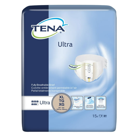 Essity HMS North America Inc Adult Incontinent Brief TENA Ultra Tab Closure X-Large Disposable Heavy Absorbency Bag of 15