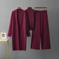 thumbnail image 2 of Chic European And American Style Solid Color Three-Piece Women'S Set With Shawl Cardigan, V-Neck Knit Top, And Wide Leg Trousers. Perfect For Casual Wear, 2 of 10