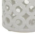 thumbnail image 4 of DecMode White Ceramic Circles Decorative Candle Lantern with Cut Out Design, 4 of 8
