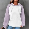 thumbnail image 2 of Women's Hooded Sweater Long Sleeve Top Sweatshirt Solid Color Raglan Sleeve Loose Fit Casual Loungewear Travel Streetwear Fashion Essential Gift for Women | CSEONE,Purple L, 2 of 9