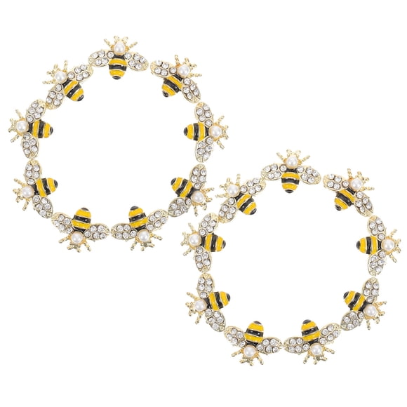 Minkissy 20Pcs Bee Nail Charm Rhinestone Zinc Alloy 3D Design For Diy Supplies