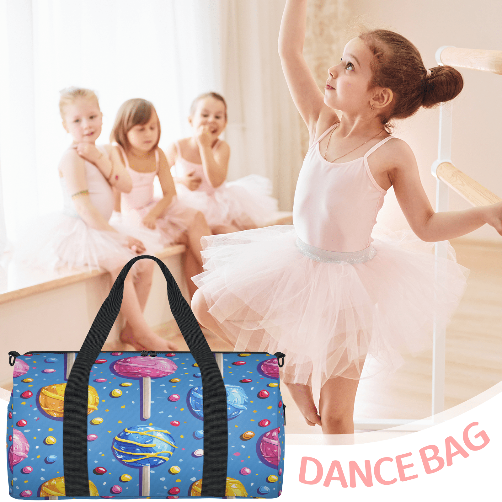 Herdesigns Candy Travel Duffle Bag Sports Yoga Weekender Overnight Carry on Workout Bags Lightweight Waterproof Gym Tote Bag for Women Colorful
