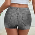 thumbnail image 6 of FRSASU High Waist Yoga Shorts for Women's Imitation Denim Printed Tummy Control Fitness Athletic Workout Running Shorts Black, 6 of 7