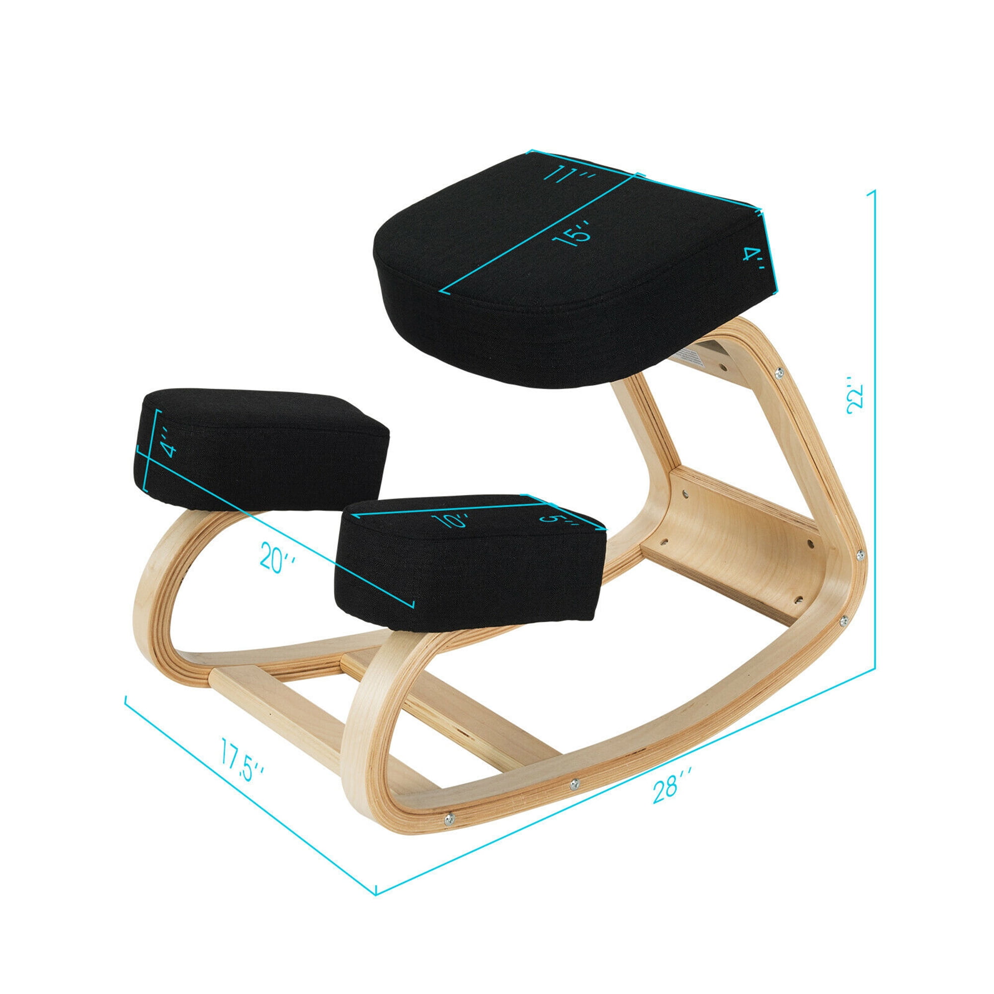 Gymax Ergonomic Kneeling Chair Rocking Stool Upright Posture Office Furniture Black