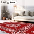 thumbnail image 2 of ODIKA 3'x5' Machine Washable Non-Slip Area Rug, Nordic Interlocking Snowflake Medallion Festive High Traffic Rug with Pad, Red, 506138, 2 of 8