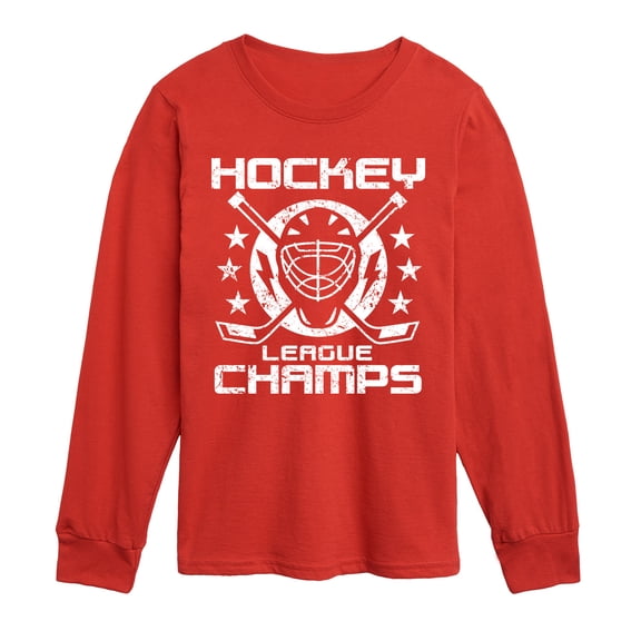 Instant Message - Hockey Champs - Youth Boys Long Sleeve Graphic T-Shirt
