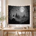thumbnail image 5 of Moon Stars Monochromatic with Nocturnal Presented Shades Upper, Spooky Gothic for Gothic Decor Fans, Dark Art Decor, Halloween Gift, Tapestry Wall Hanging for Bedroom and Dorm, 5 of 7