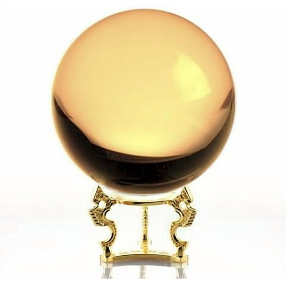 Amlong Crystal Yellow Crystal Ball 150mm (6 inch) Including Golden Dragon Stand and Gift Package