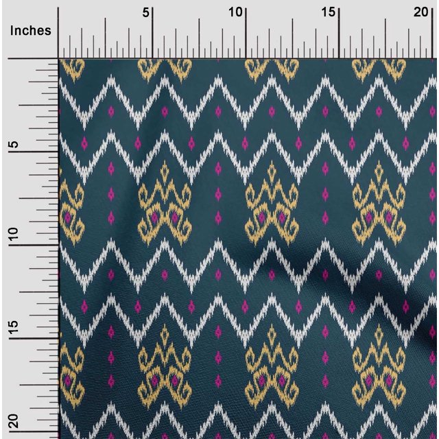 oneOone Georgette Viscose Fabric Paisley & Chevron Ikat Print Sewing Fabric BTY 42 Inch Wide