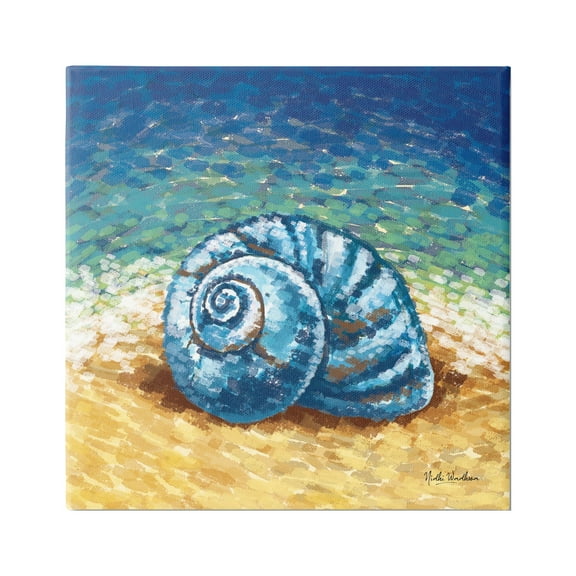 Stupell Industries Abstract Nautilus on Shore Animals & Insects Painting Gallery Wrapped Canvas Print Wall Art, 17 x 17