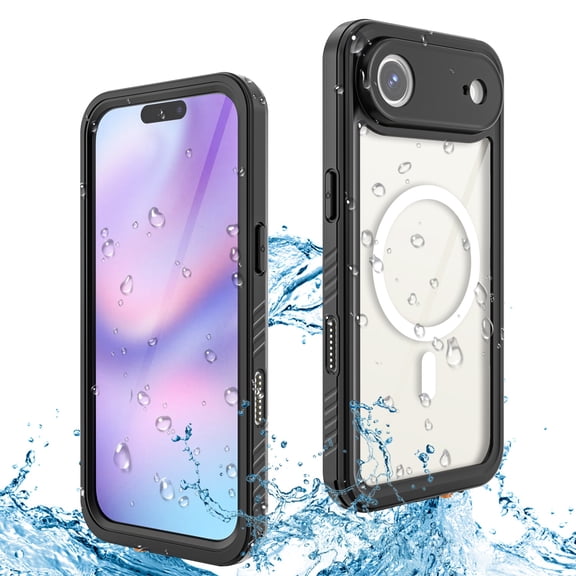 Dteck for iPhone Air Magnetic Waterproof Case , Built-in Lens & Screen Protector 360° Full Body Heavy Duty Compatible with Mag Safe Shockproof IP68 Underwater Cover ,Black
